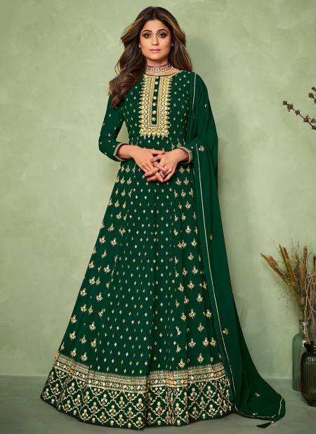 Green Colour AASHIRWAD Heavy Wedding Wear Real Georgette Latest Designer Suit Collection 9190